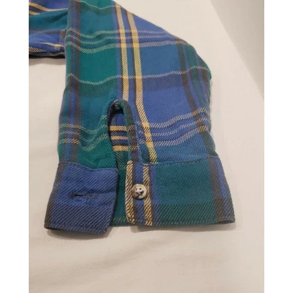 Cabelas Sidney Nebraska Vintage Heavy Flannel Plaid Snap Shirt Mens L GUC 80s - Picture 7 of 12